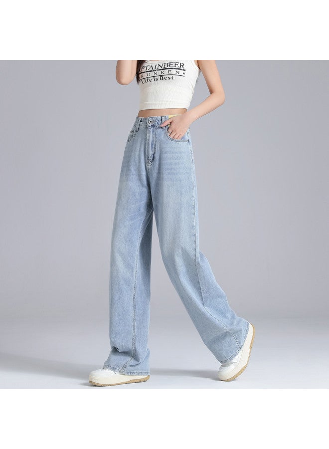 EPTISON High-waisted Draped Jeans For Women - 2025 Summer Lightweight Breathable Loose Fit Slimming Floor-length Wide Leg Pants - Image 5