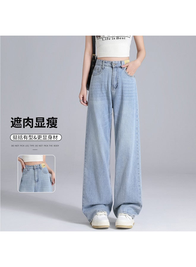 EPTISON High-waisted Draped Jeans For Women - 2025 Summer Lightweight Breathable Loose Fit Slimming Floor-length Wide Leg Pants - Image 2