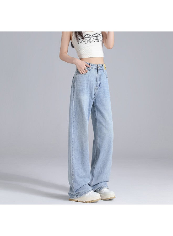 EPTISON High-waisted Draped Jeans For Women - 2025 Summer Lightweight Breathable Loose Fit Slimming Floor-length Wide Leg Pants - Image 4