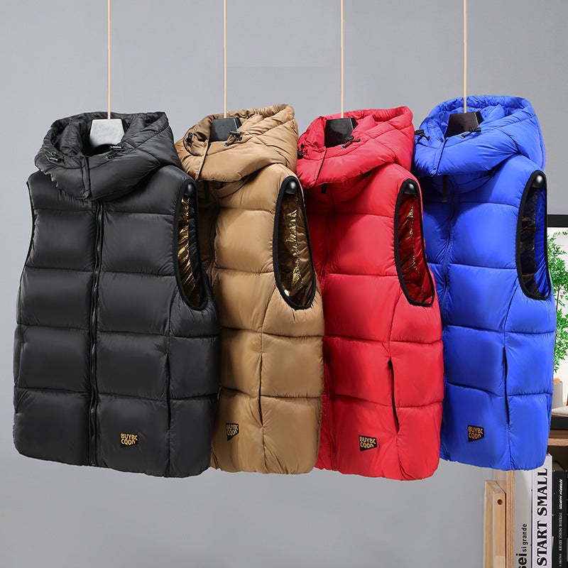 New High-End Black And Gold Workwear Cotton Vest For Men And Women, Detachable Hood, Casual And Stylish Internet Celebrity Vest - Image 2