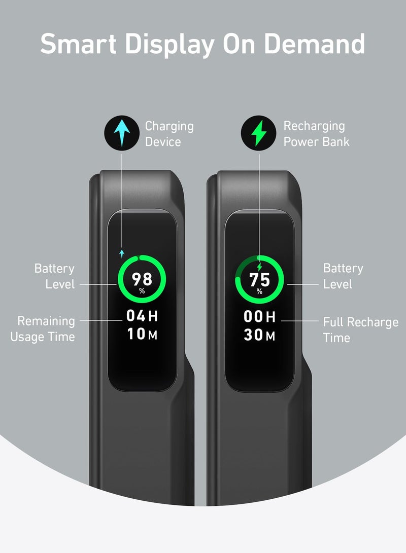 MagGo Power Bank, Qi2 Certified 15W Ultra-Fast MagSafe-Compatible Portable Charger, 10,000mAh Battery Pack with Smart Display and Foldable Stand, For iPhone 16/15/14/13 Only(USB-C Cable Include) - Image 3