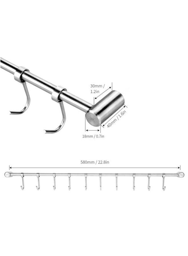 Loquat Wall Mounted Storage Organizer Rack Silver 58x4x1.8cm - Image 5