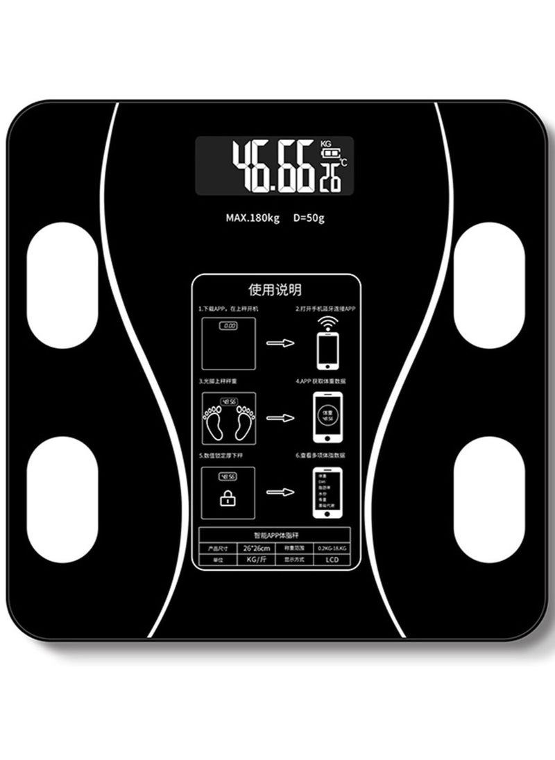 Smart Digital Body Scale with Smartphone App – Bluetooth Body Fat Scale, Weight & BMI Measurement, Sync with iOS & Android for Health Tracking, Accurate Weight Monitoring, Suitable for Family Use