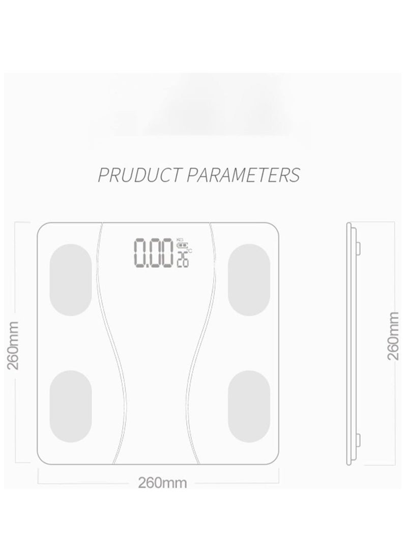 Smart Digital Body Scale with Smartphone App – Bluetooth Body Fat Scale, Weight & BMI Measurement, Sync with iOS & Android for Health Tracking, Accurate Weight Monitoring, Suitable for Family Use