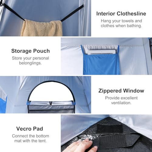 WolfWise 2 Room Pop Up Shower Privacy Tent Dressing Room Sun Shelter for Outdoor Camp Toilet Camping Biking Fishing - Image 3