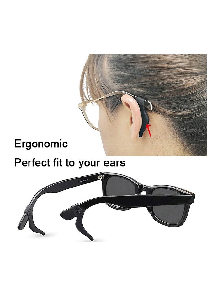 Generic - 10 Pairs Eyeglass Ear Grips, Eyeglass Anti-slip Earhook, Eyeglass Strap Holder, Soft Silicone Eyeglass Temple Tips Sleeve Retainer for Reading Glasses Sunglasses Eyeglasses Black/White - Image 1