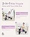 KRIDDO 2in1 Toddler Tricycle for Ages 18 Months to 5 Years Old Extended Push Handle for Effortless Push Gift Trike for Toddler 3 to 5 Year Kids Tricycle with Foldable Front Footrest Purple - Image 4