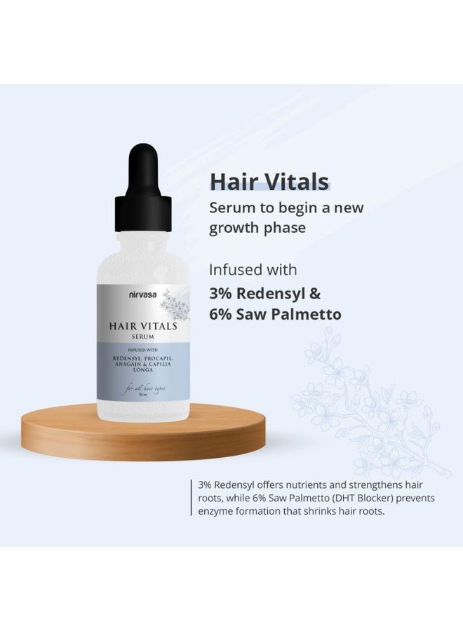 Nirvasa Hair Vitals Hair Growth Serum (50ml) | With 3% Redensyl, Procapil & Saw Palmetto | Natural DHT Blocker for Hair Fall Control & Growth | Fast Absorption, Non-Sticky & Non-Irritating – Pack of 1 - Image 4