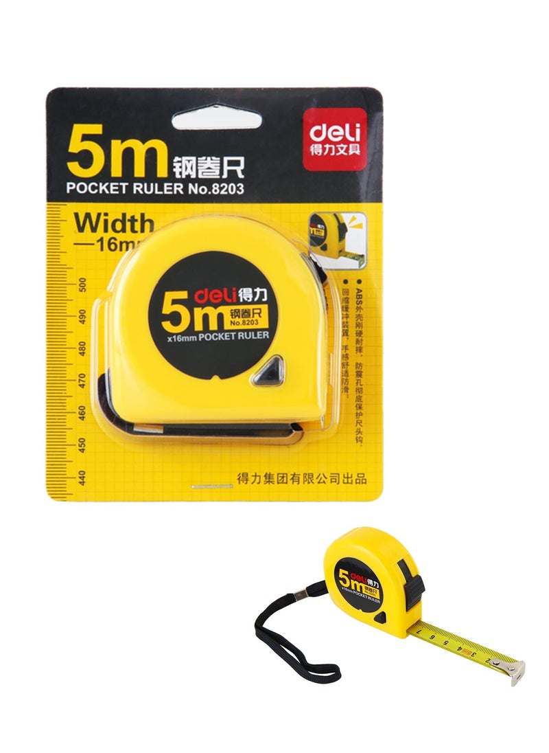 Deli Pocket Size Steel Measuring Tape 5 Meter Length  - Image 1