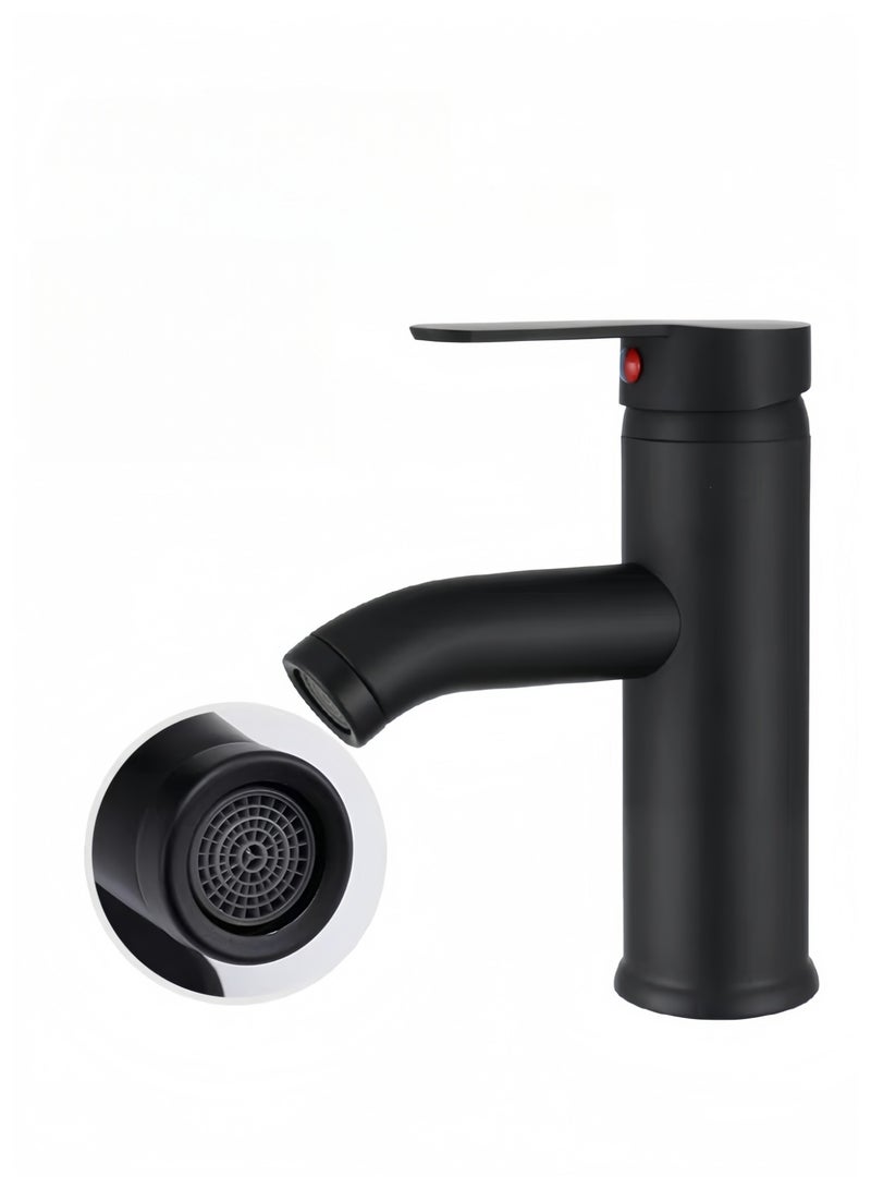 JINFANLI Matte Black Single-Hole Bathroom Faucet：Hot & Cold Water，Fit for Sink, Washbasin & Countertop Basin - Image 2