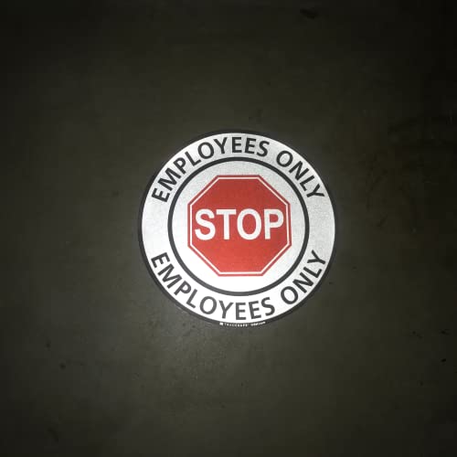 TRADESAFE Stop - Employees Only Anti-Slip Floor Sticker - Employees Only Beyond This Point Floor Sign, Peel and Stick Adhesive Vinyl Sign, ANSI-Compliant, 17” Diameter Round Sticker - Image 4