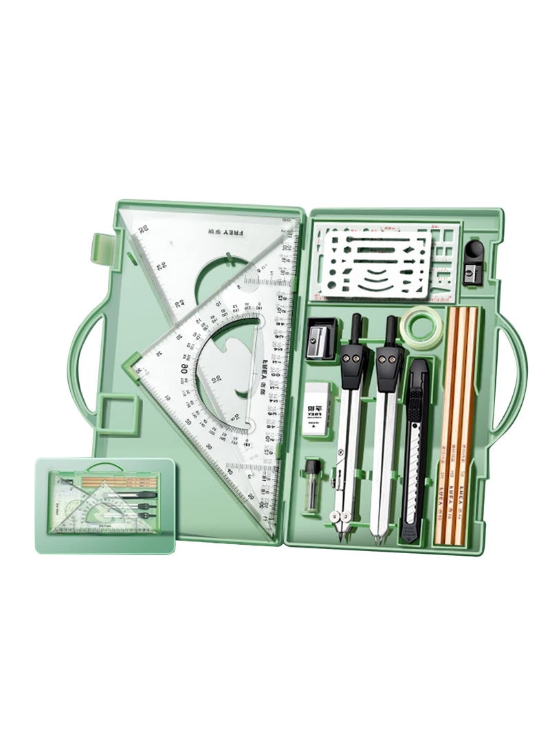 Excefore - Geometry Set, Set of 16, with Swing Arm Protractor Divider Set, Square Drawing Square Compasses and Protractors for Students Boys and Girls - Image 1