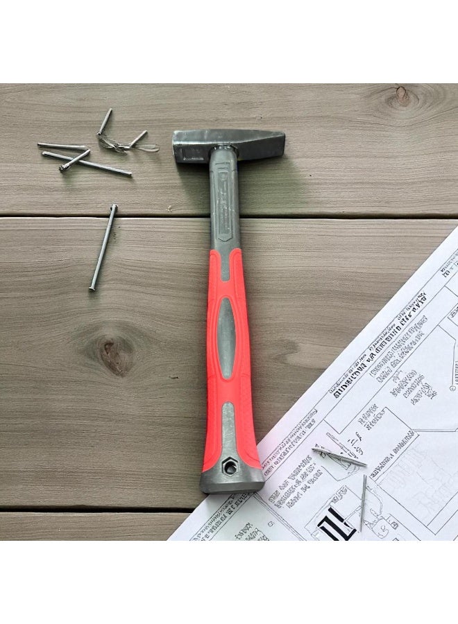 Hand hammer with rubber handle, weight 300g - Image 1