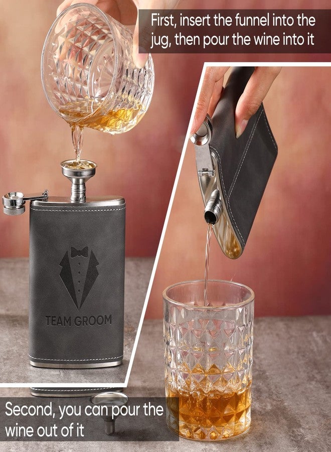 Rtteri Groomsman Flasks Set of 12 Personalized Groomsmen Gifts for Wedding, 8 oz Stainless Steel Leather Hip Flask Drinking Bachelor Groomsman Proposal Party Favors, Gray - Image 3