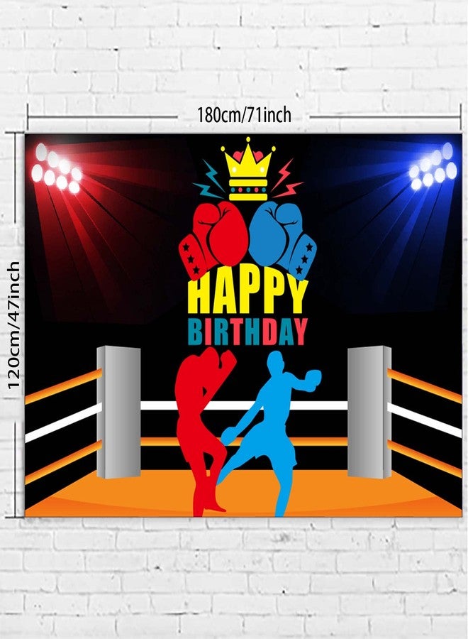 DZTRELFK Boxing Happy Birthday Banner Backdrop Supplies Boxing Match Sports Wrestle Fitness Boxing Glove Theme Decorations Photo Booth Props Decor for Home Gym Boy Man 1st Birthday Party Favors Kit Background - Image 3