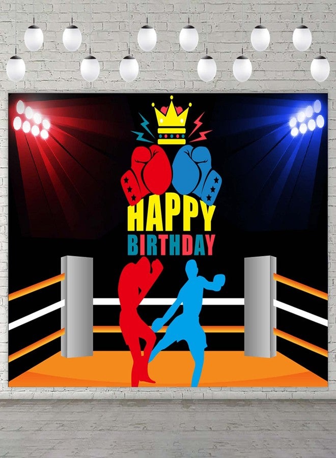 DZTRELFK Boxing Happy Birthday Banner Backdrop Supplies Boxing Match Sports Wrestle Fitness Boxing Glove Theme Decorations Photo Booth Props Decor for Home Gym Boy Man 1st Birthday Party Favors Kit Background - Image 1