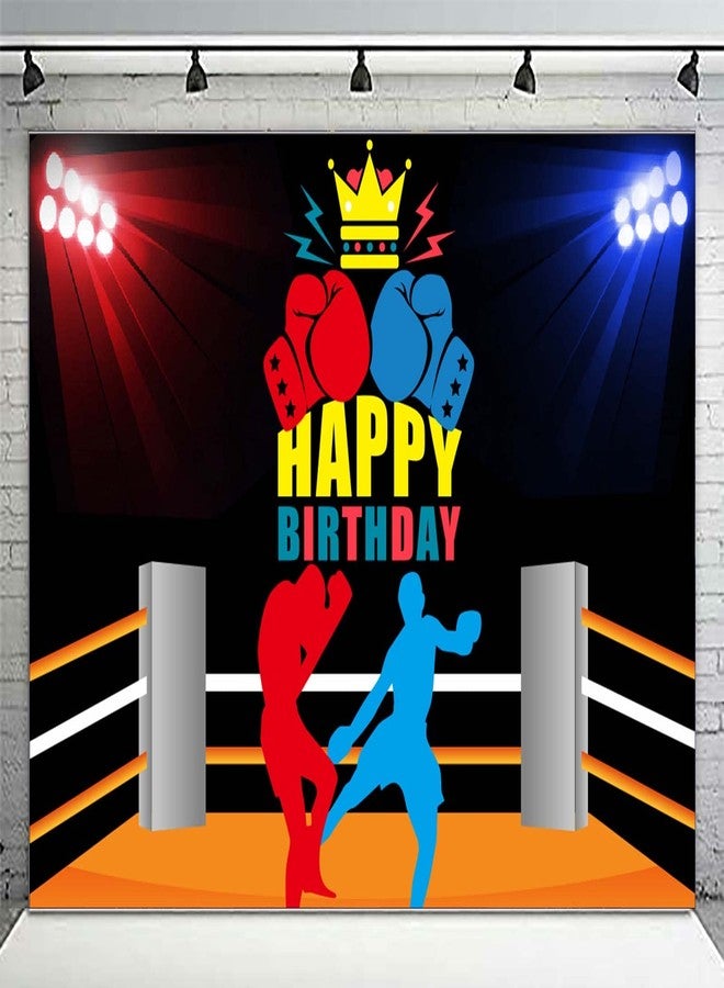 DZTRELFK Boxing Happy Birthday Banner Backdrop Supplies Boxing Match Sports Wrestle Fitness Boxing Glove Theme Decorations Photo Booth Props Decor for Home Gym Boy Man 1st Birthday Party Favors Kit Background - Image 5