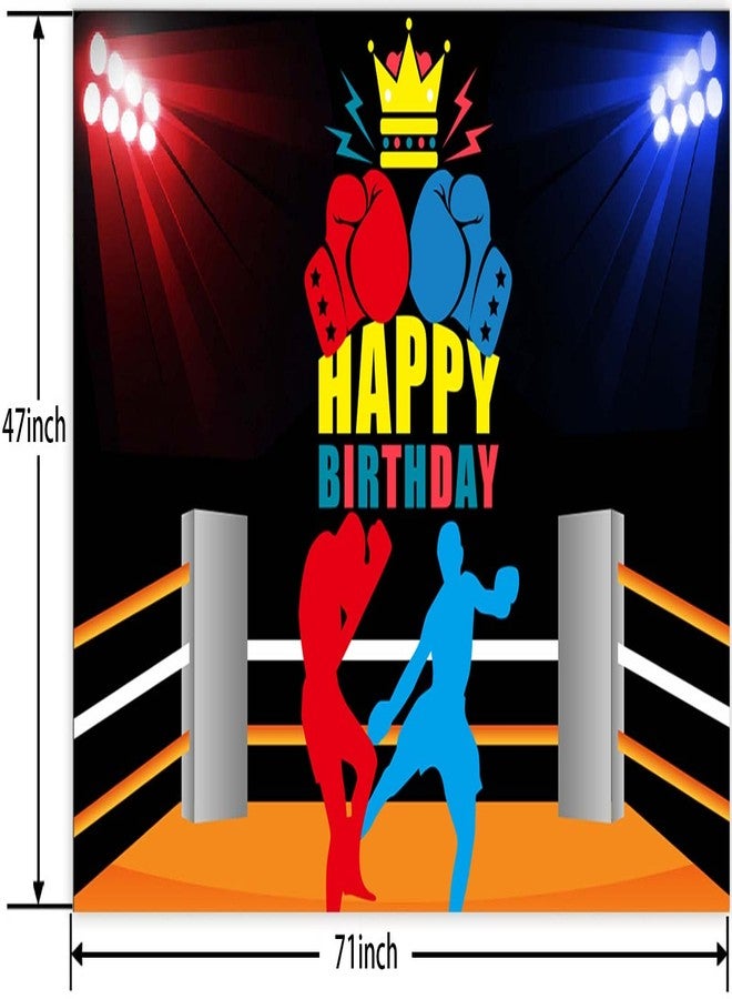 DZTRELFK Boxing Happy Birthday Banner Backdrop Supplies Boxing Match Sports Wrestle Fitness Boxing Glove Theme Decorations Photo Booth Props Decor for Home Gym Boy Man 1st Birthday Party Favors Kit Background - Image 2