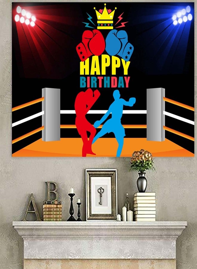 DZTRELFK Boxing Happy Birthday Banner Backdrop Supplies Boxing Match Sports Wrestle Fitness Boxing Glove Theme Decorations Photo Booth Props Decor for Home Gym Boy Man 1st Birthday Party Favors Kit Background - Image 4