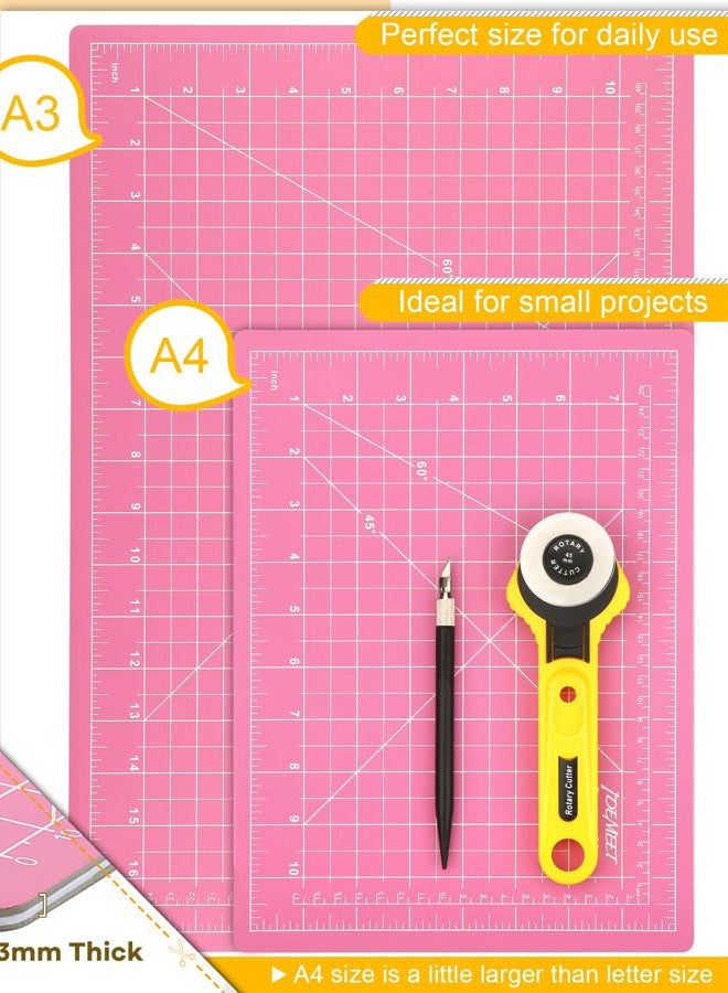Idemeet Thickened 18"x12" Self Healing Cutting Mat, Rotary Cutting Sewing Mat for Crafts, 5-Ply Blade Table Protector Cut Board for Fabric Leather Cutting Quilting Modeling Hobby Project, A3, Pink - Image 2