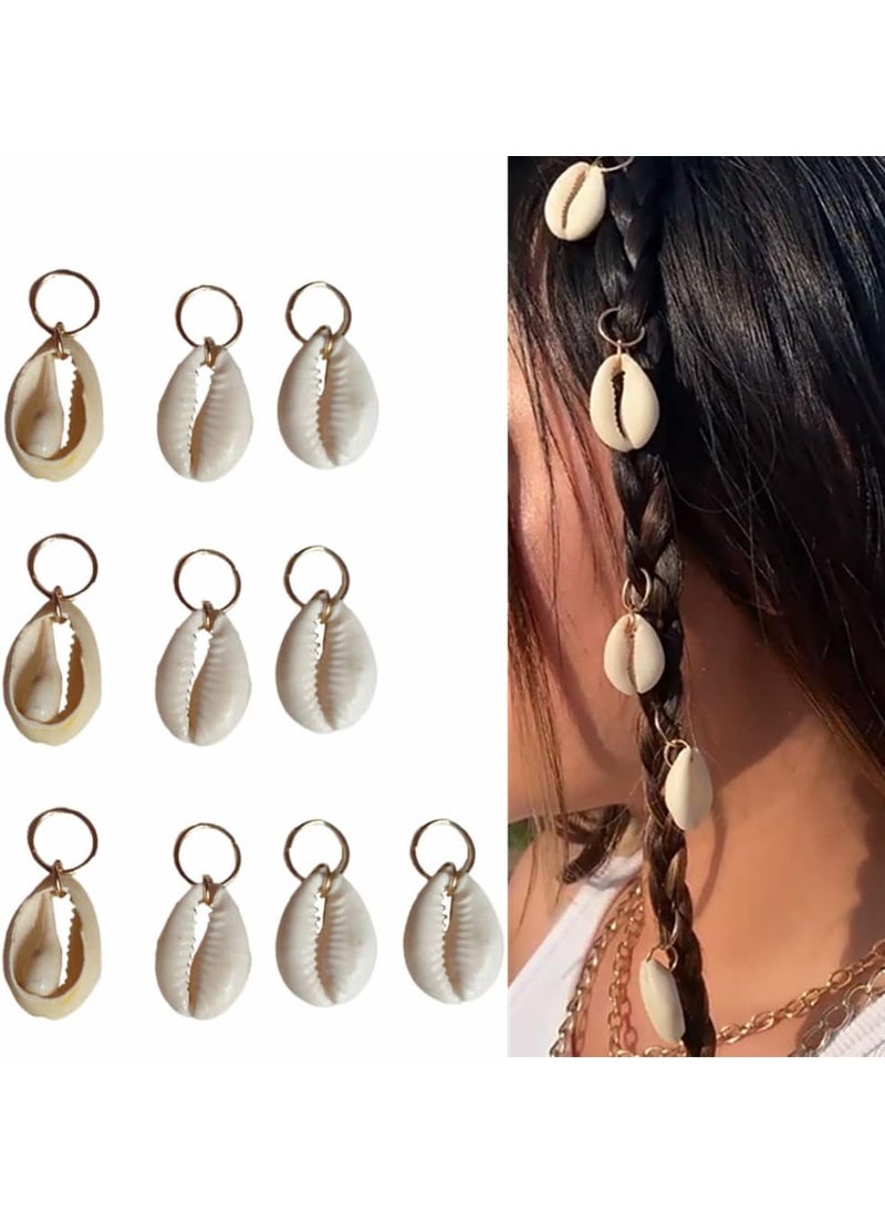 Honkenda Honkenda 10 Pack Shell Headpiece Hair Clips for Girls Women Seashell Pendant Hair Slide Stylish Ponytail Hair Braid Rings Hair DIY Jewelry Accessories Prom Gold 09067 Inch 