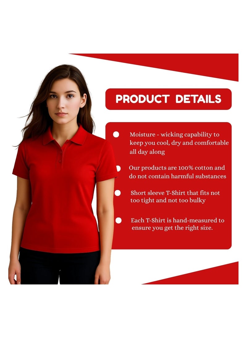 برينت شوب فور مي مجموعة مكونة من 10 قطع من تيشيرت بولو الجولف للسيدات ذو المقاس العادي من القطن الخالص بأكمام قصيرة 220 جرام في المتر المربع الألوان الأساسية - Image 4
