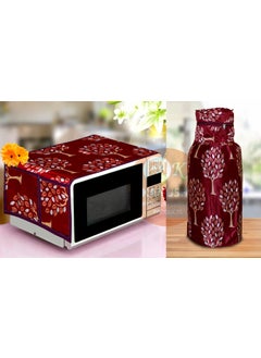 KANUSHI KANUSHI Industries Washable Cotton 1 Pcs Lpg Gas Cylinder Cover 1 Pcs MicrowaveOven Cover CYLMicroMaroonTree  - Image 1