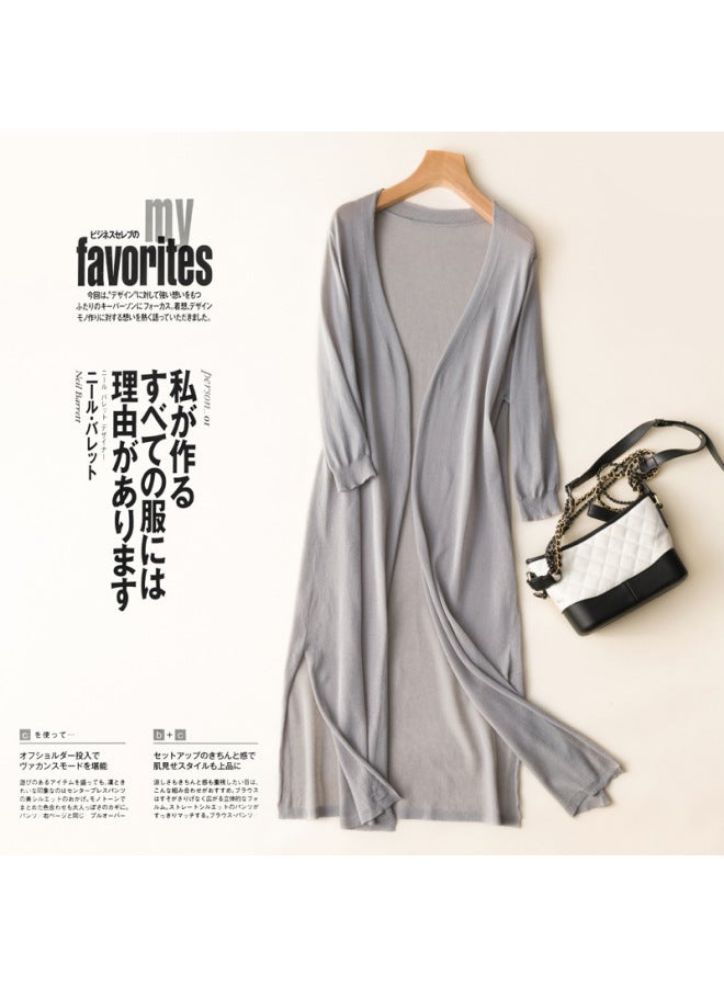 Song Feng Ya Korean Style Thin Sun Protection Clothing W En's Summer New Ice Cotton Linen Knitted Cardigan Midi Air-conditioning Shirt Jacket - Image 1
