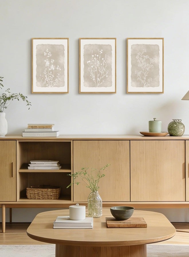 KUVIOKE Boho Botanical Flower Wall Art Framed Vintage Floral Wall Prints Wildflower Neutral Rustic Bohemain Artwork Kitchen Bedroom Decor 12x16in (Natural Framed) - Image 4