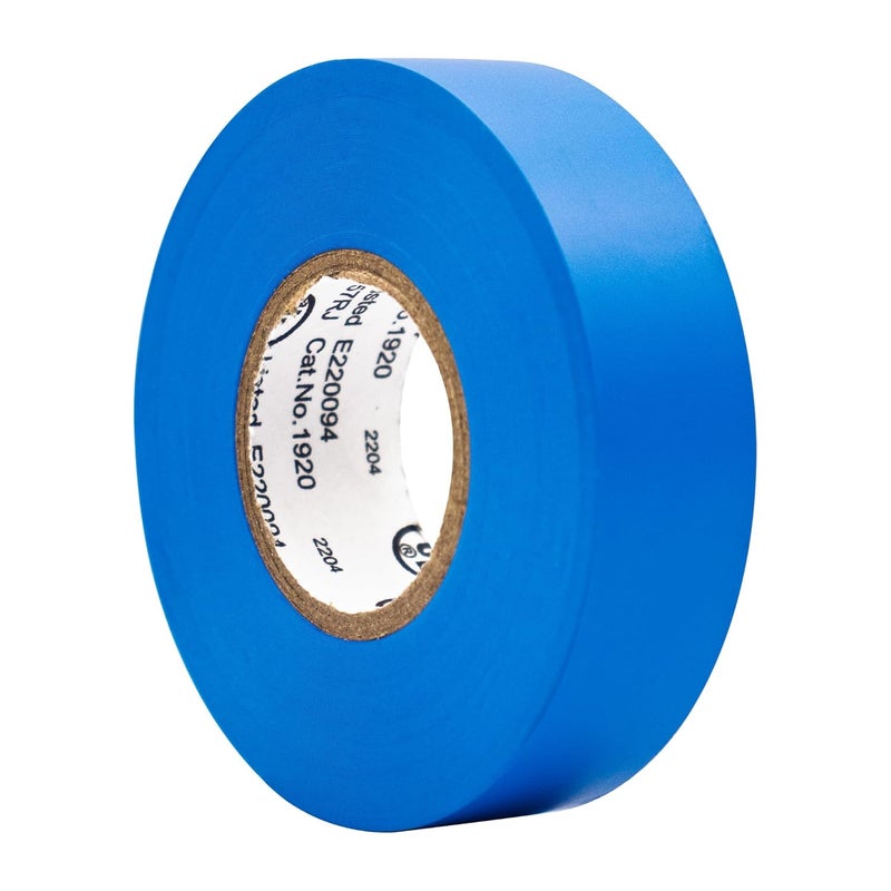TradeGear شريط كهربائي ملون أزرق 1PK - PVC للاستخدام العام - مقاوم للماء، مقاوم للاشتعال، لاصق قائم على المطاط، معتمد من UL - مصنف لحد أقصى 600 فولت و80 درجة مئوية - 60 قدم × 3/4 بوصة × 0.07 بوصة - Image 1