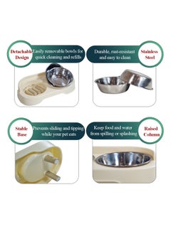 NNC PETS Elevated pet feeder set with Non-slip base, Detachable design, 2 stainless bowl and Washable, 33 cm pet food stand for small to medium pets, Spill-proof and Durable plastic pet feeder, (Beige)  - Image 3