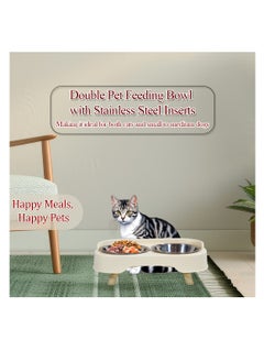 NNC PETS Elevated pet feeder set with Non-slip base, Detachable design, 2 stainless bowl and Washable, 33 cm pet food stand for small to medium pets, Spill-proof and Durable plastic pet feeder, (Beige)  - Image 5