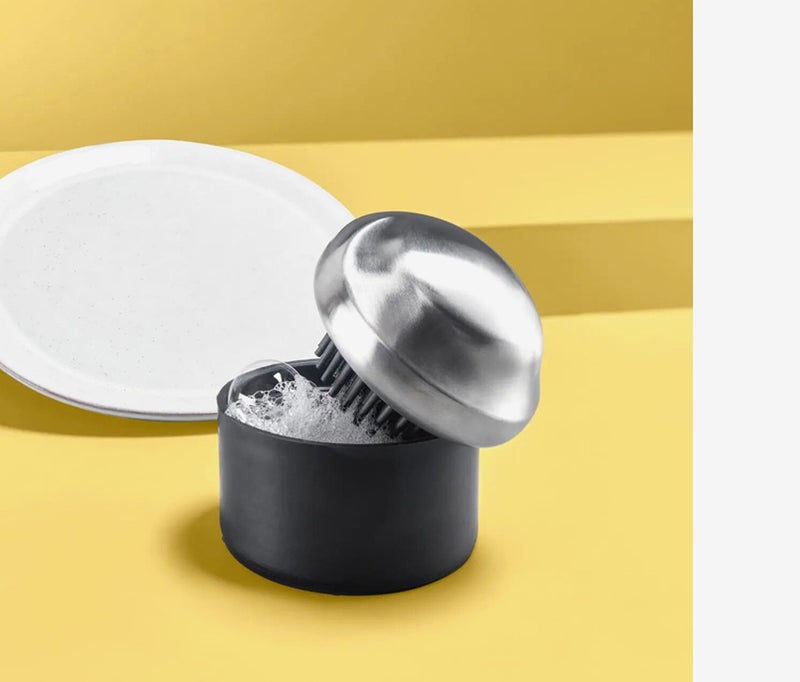 Tchibo Stainless Steel Brush with Soap Frothier, Black  - Image 1