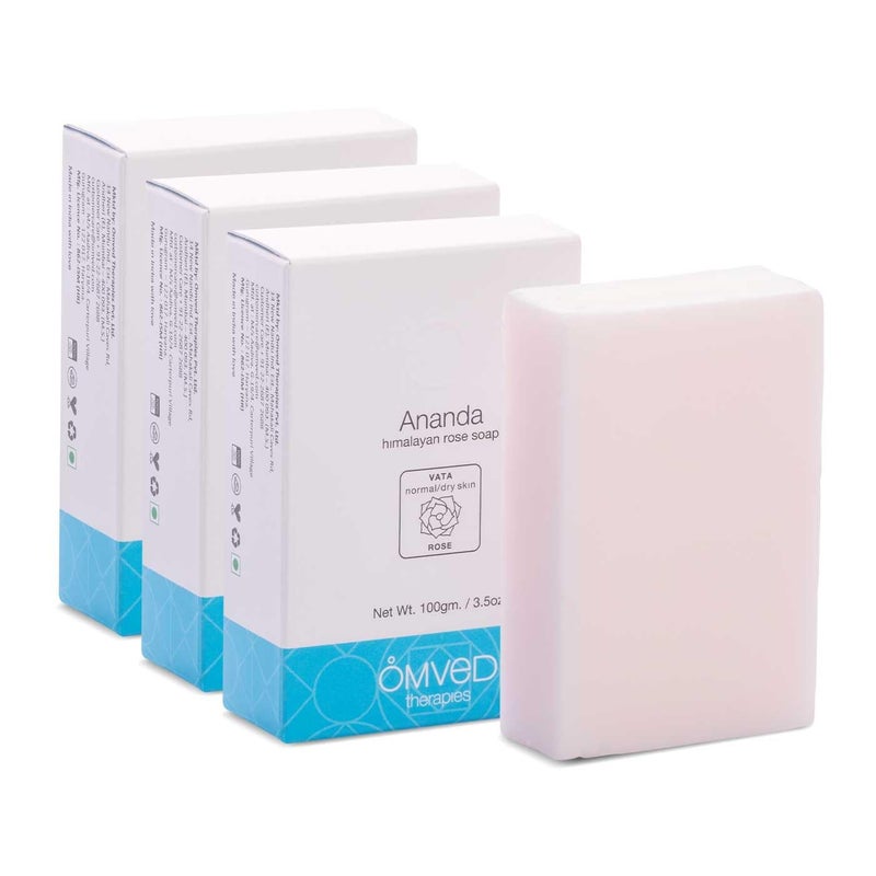 Omved ANANDA Himalayan Rose Ayurvedic Handmade Soap Pack of 3100 Natural Vegan and ColdPressed 100 g - Image 1