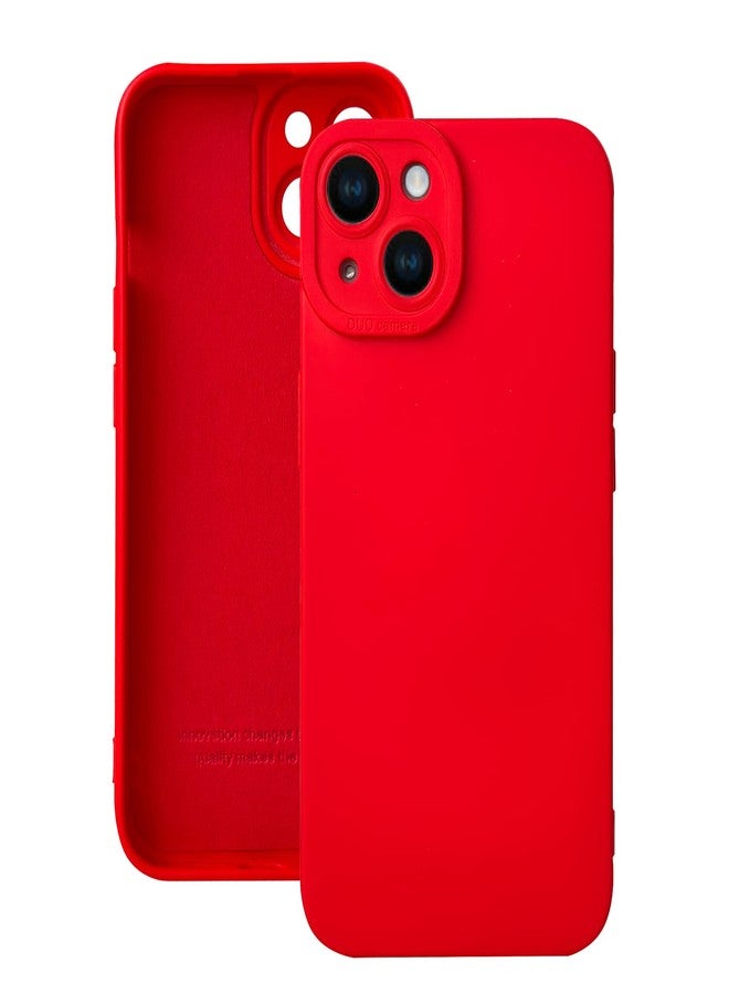 LOOKSEVEN for iPhone 14 Case, Red Silicone TPU Rubber Back Cover Case Compatible for iPhone 14 (6.1 inch) - Image 1