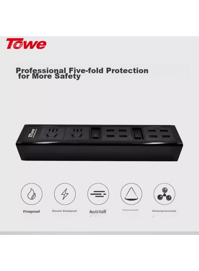 Towe High-power Industrial-grade Multi-port Usb Socket Pdu Power Strip, Dual-control Power Strip With 2 Main Outlets And 8 Usb Ports - Image 3