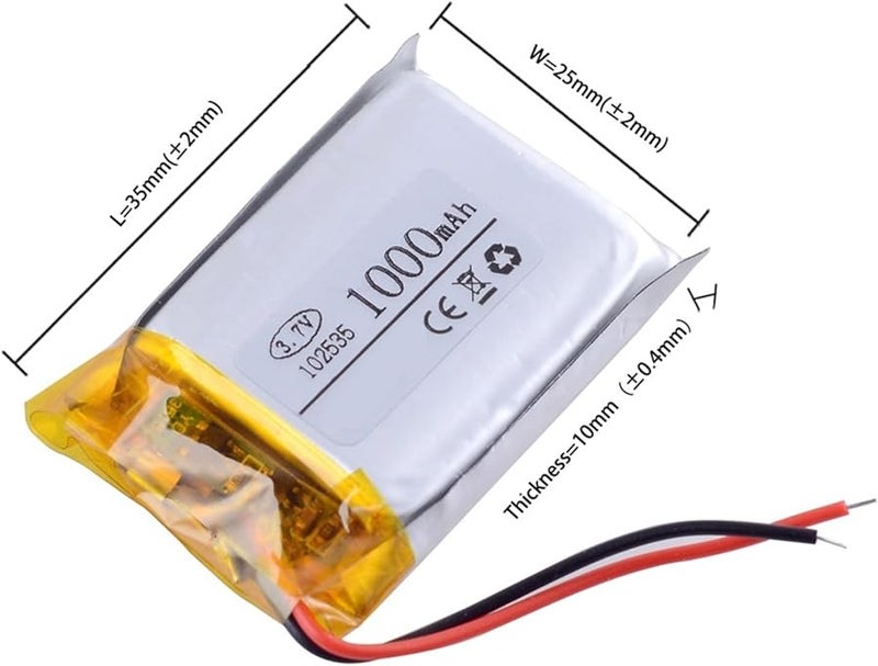 102535 3.7V 1000mAh Rechargeable Lithium Polymer Battery 5 Pcs - Image 3