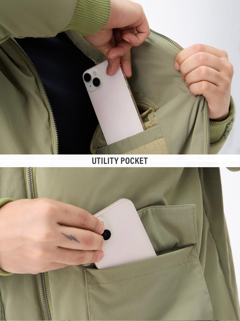The Souled Store Oversized Jacket: Hunter Men and Boys Full Sleeves Hooded Neck Zipper Front Green Solid Polyester Lightweight Winter Oversized Fit Puffer Jacket - Image 4