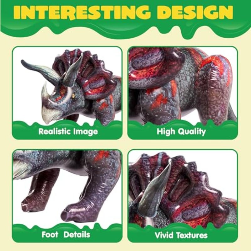 Triceratops Inflatable Dinosaur Toy for Pool Party Decoration Birthday Party Gift Adults - Image 2