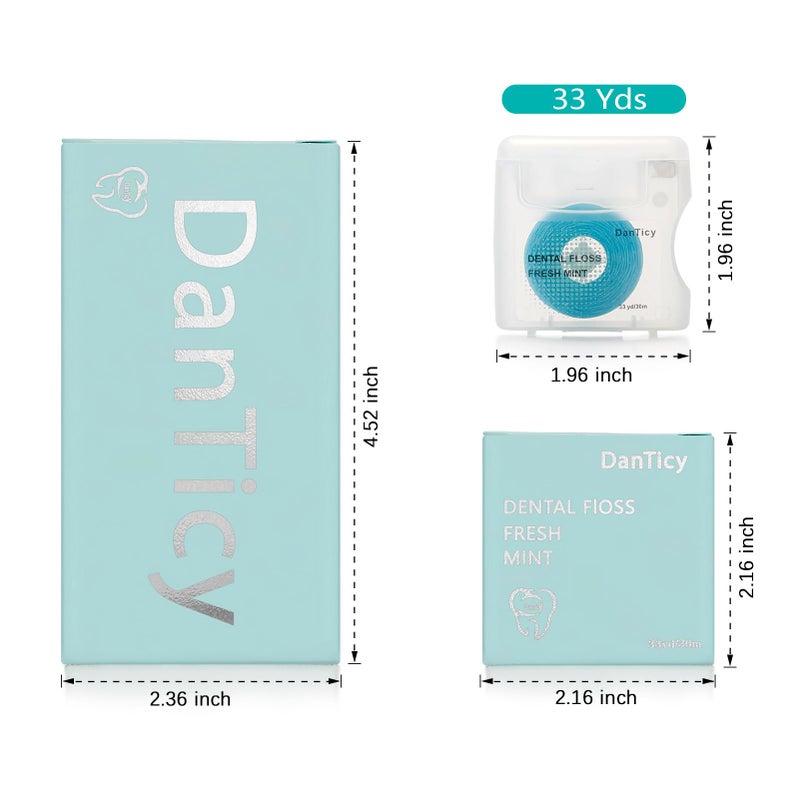 DanTicy Coconut-Oil Infused Woven Dental Floss,Deep Clean Natural Vegetable Waxed Floss,Extra Wide Cleaning and Slides Smoothly & Easily,PFAS Free | Mint Flavored(33 Yds x 2 Unit) - Image 3