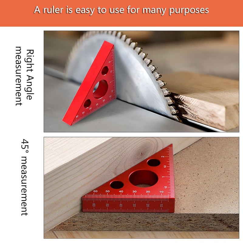 45 Degree Aluminum Alloy Angled Ruler Metric And Inch Scale Carpenter Square Woodworking Tool - Image 5