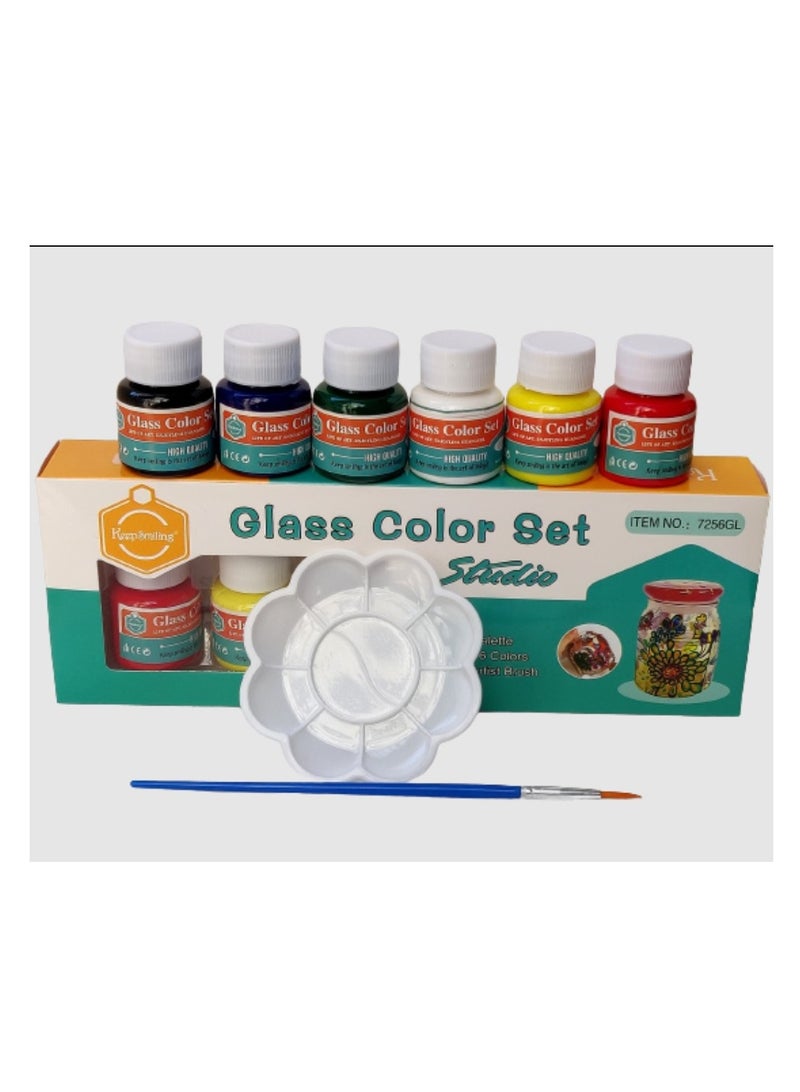 Keep Smiling Glass Color Paint Set of 6pcs With Brush - No:7256GL - Image 2