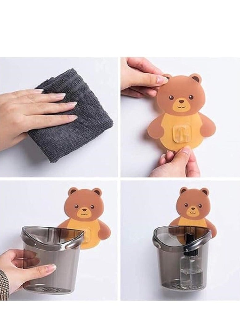 حامل فرشاة أسنان بلاستيك ذاتي اللصق، يُثبت على الحائط ويوفر تنظيمًا عمليًا وأنيقًا للأدوات اليومية - 2 قطعه - Image 2