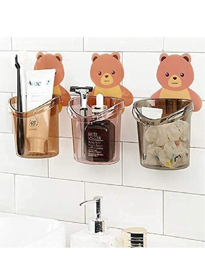 حامل فرشاة أسنان بلاستيك ذاتي اللصق، يُثبت على الحائط ويوفر تنظيمًا عمليًا وأنيقًا للأدوات اليومية - 2 قطعه - Image 4