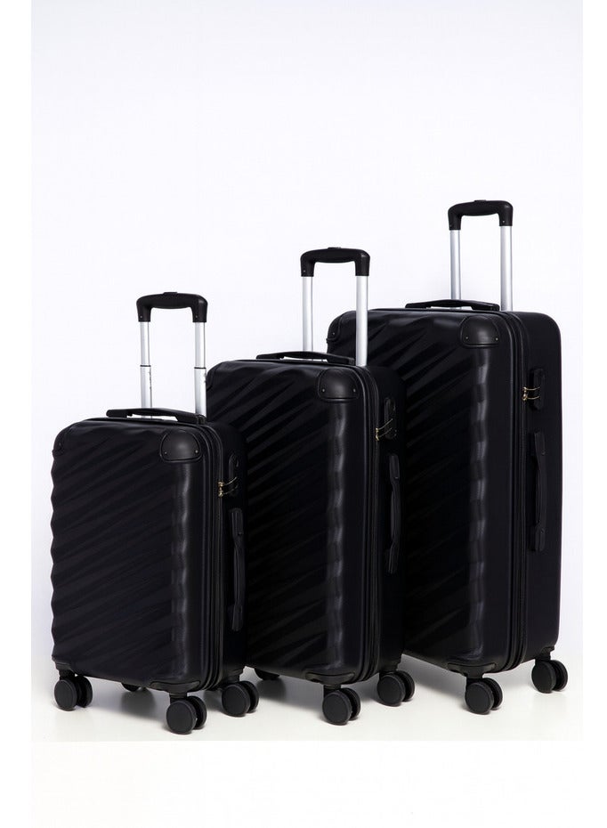 Space Luggage Set, ABS Material including Carry On Cabin Sizes, 20/24/28 Inches, Black