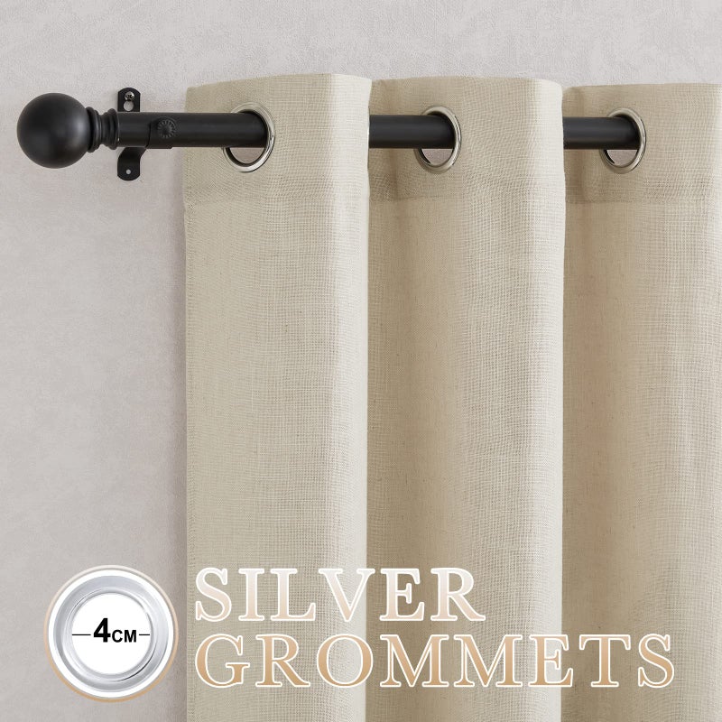 NICETOWN Linen Curtains Taupe 63 inch Long for Nursery  Grommet Top Semi Sheer Privacy Linen Weave Window Drapes Light Filtering for Bedroom/Home Office  W52 x L63  2 Panels - Image 3