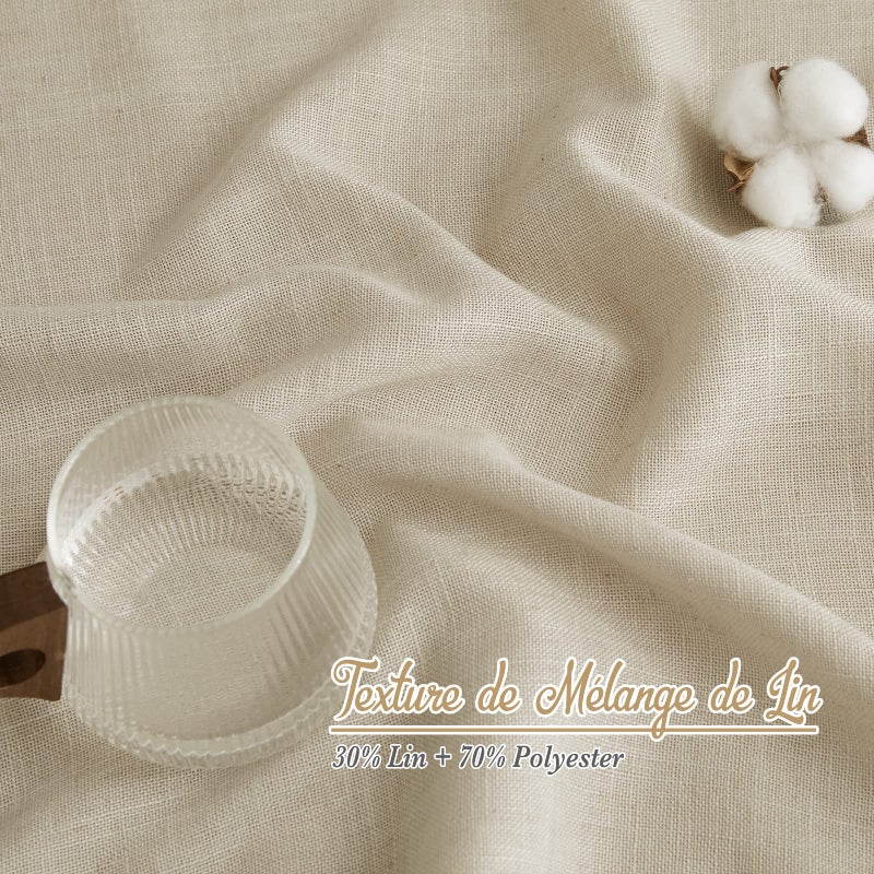 NICETOWN Linen Curtains Taupe 63 inch Long for Nursery  Grommet Top Semi Sheer Privacy Linen Weave Window Drapes Light Filtering for Bedroom/Home Office  W52 x L63  2 Panels - Image 4