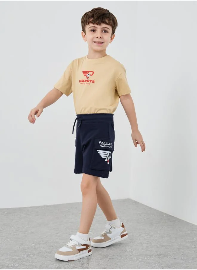 ستايلي Styli Snoopy Graphic Print Shorts with Drawstring