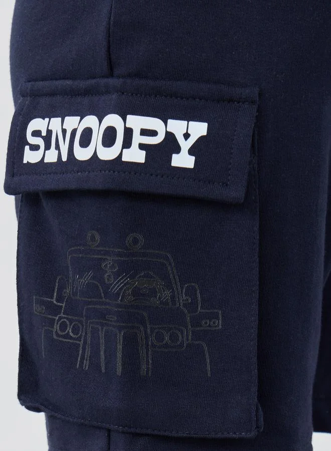 Styli Snoopy Graphic Print Shorts with Drawstring