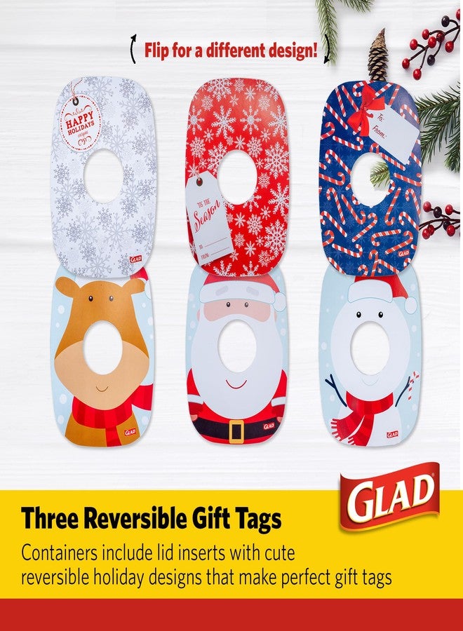GladWare Holiday Food Storage Containers with Reversible Gift Tags, 3 Count Large Rectangular Containers & Lids, 64oz | Microwave-Safe, Freezer-Safe, Dishwasher-Safe - Image 3